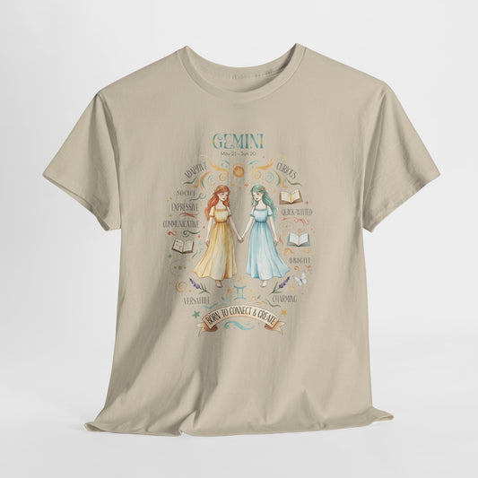 Gemini Zodiac T-Shirt, The Twins Astrology Shirt, Air Sign Birthday Gift, Born to Connect and Create, Whimsical Zodiac Art Tee, Aesthetic Gemini Clothing