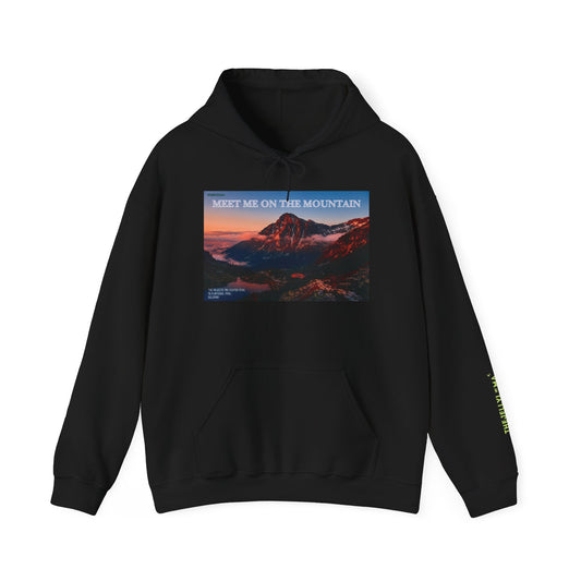 Meet Me On The Mountain Hoodie | Malyovitsa Rila Bulgaria Travel Gift | Alpine Landscape Apparel | Aesthetic Mountain Sunset Hoodie