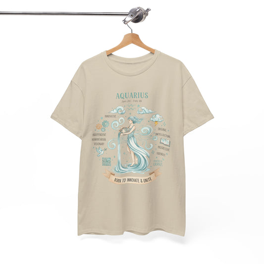 Aquarius Zodiac T-Shirt – Born to Innovate & Inspire Astrology Tee
