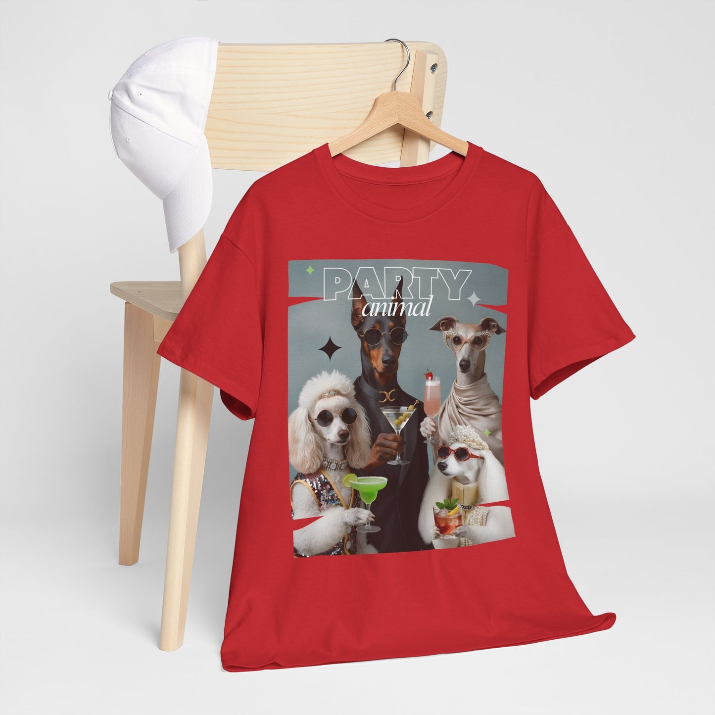 Unisex T-Shirt —Fashionable Dogs Holding Cocktails Graphic Shirt – Unique Gift for Whippet & Poodle Owners