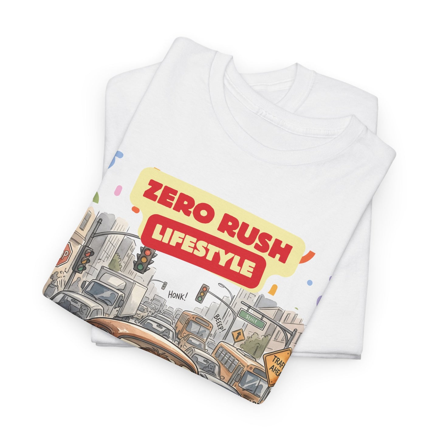Zero Rush Lifestyle Tee — Cute Sloth Driving Graphic T-Shirt
