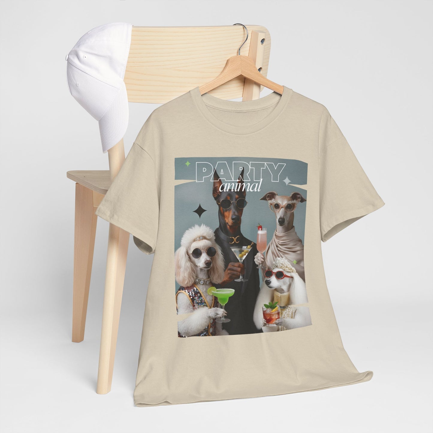 Unisex T-Shirt —Fashionable Dogs Holding Cocktails Graphic Shirt – Unique Gift for Whippet & Poodle Owners