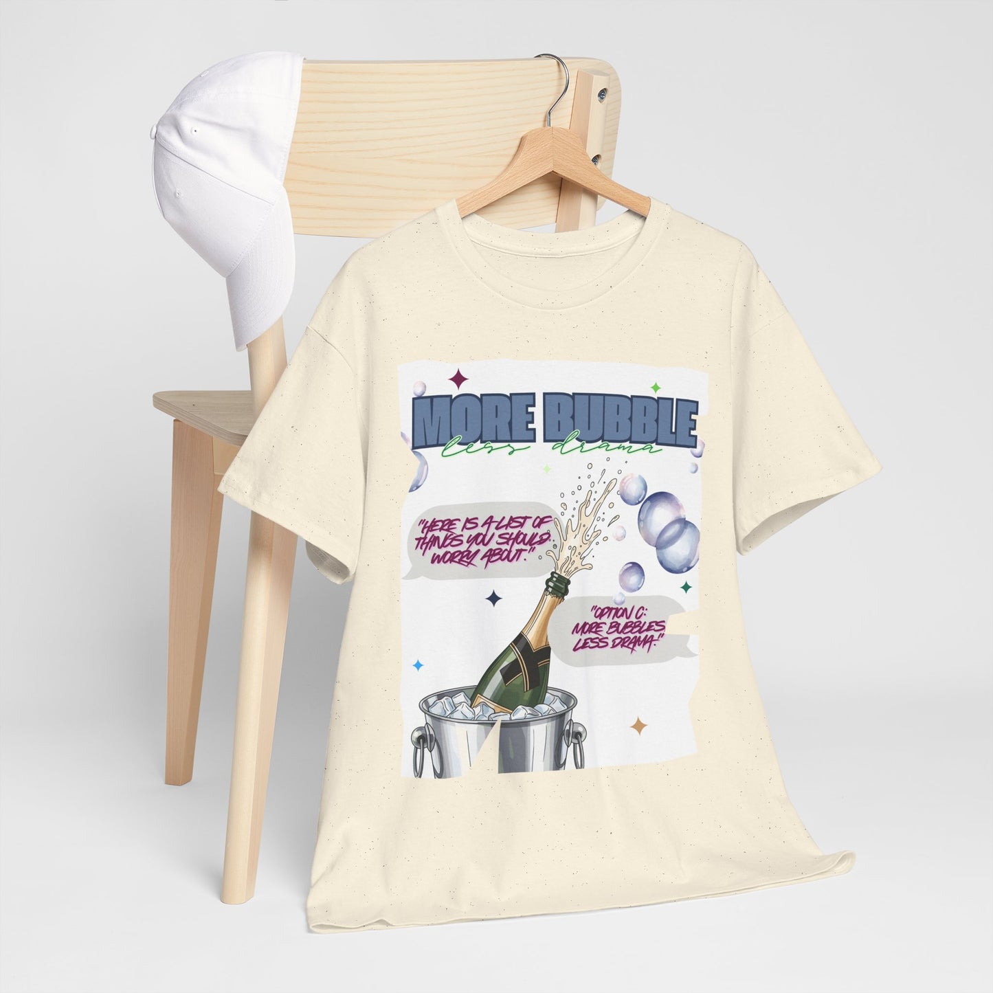 Unisex T-shirt - More Bubble Champagne T‑Shirt — Funny Celebration Party Tee with 'More Bubble' Design