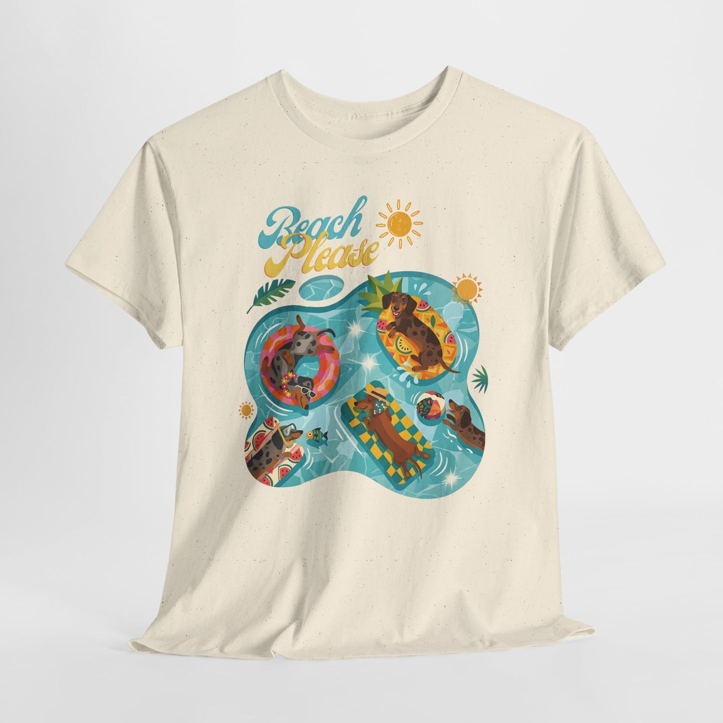Unisex Beach Please Dachshund T-Shirt, Funny Weiner Dog Summer Shirt, Doxie Pool Party Tee, Cute Dog Lover Gift, Summer Vacation Top, Sausage Dog Graphic Tee