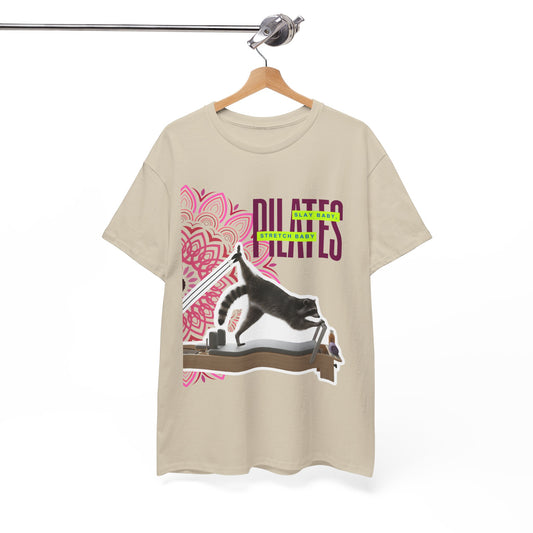 Unisex Funny Raccoon Pilates T-Shirt, Slay Baby Stretch Baby Shirt, Reformer Pilates Gift, Trash Panda Workout Tee, Pilates Instructor Gift