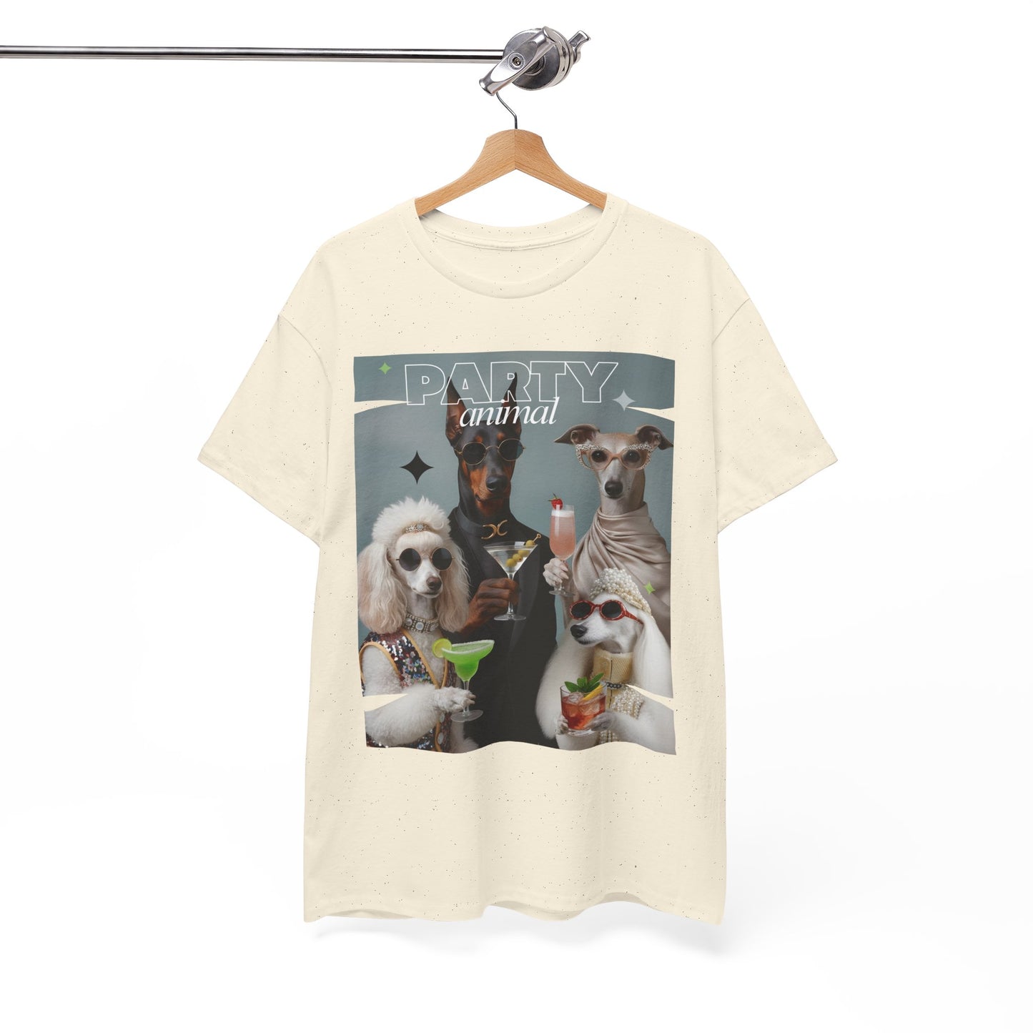 Unisex T-Shirt —Fashionable Dogs Holding Cocktails Graphic Shirt – Unique Gift for Whippet & Poodle Owners