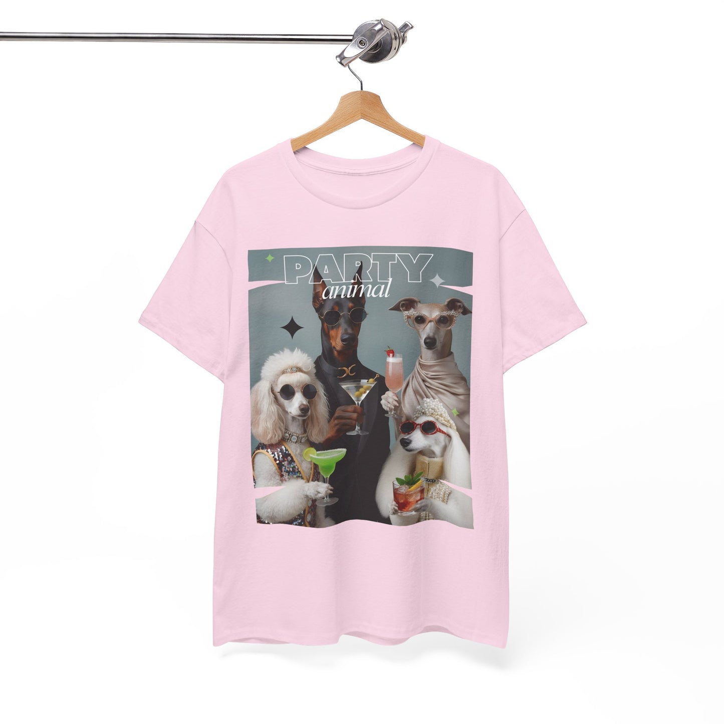 Unisex T-Shirt —Fashionable Dogs Holding Cocktails Graphic Shirt – Unique Gift for Whippet & Poodle Owners