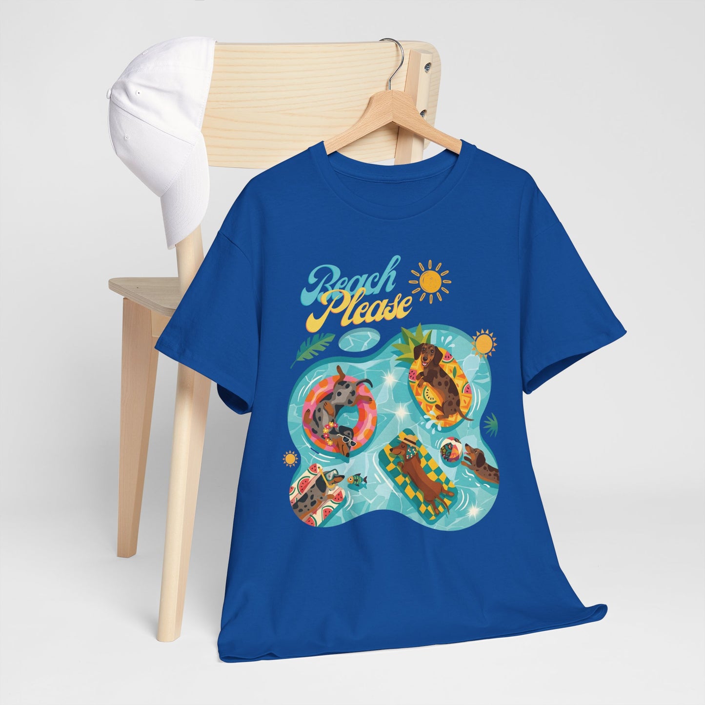 Unisex Beach Please Dachshund T-Shirt, Funny Weiner Dog Summer Shirt, Doxie Pool Party Tee, Cute Dog Lover Gift, Summer Vacation Top, Sausage Dog Graphic Tee