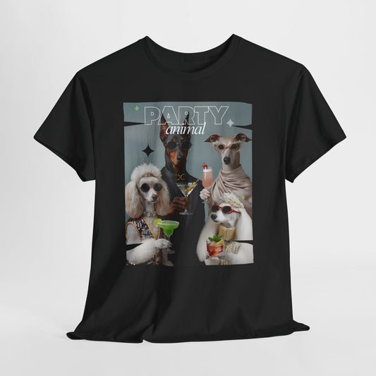 Unisex T-Shirt —Fashionable Dogs Holding Cocktails Graphic Shirt – Unique Gift for Whippet & Poodle Owners