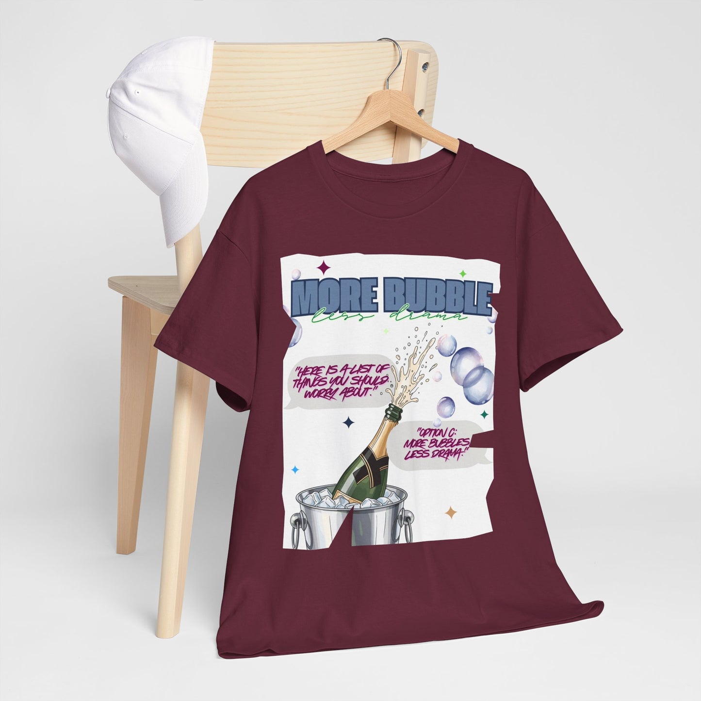 Unisex T-shirt - More Bubble Champagne T‑Shirt — Funny Celebration Party Tee with 'More Bubble' Design