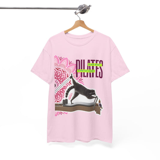 Unisex Funny Raccoon Pilates T-Shirt, Slay Baby Stretch Baby Shirt, Reformer Pilates Gift, Trash Panda Workout Tee, Pilates Instructor Gift