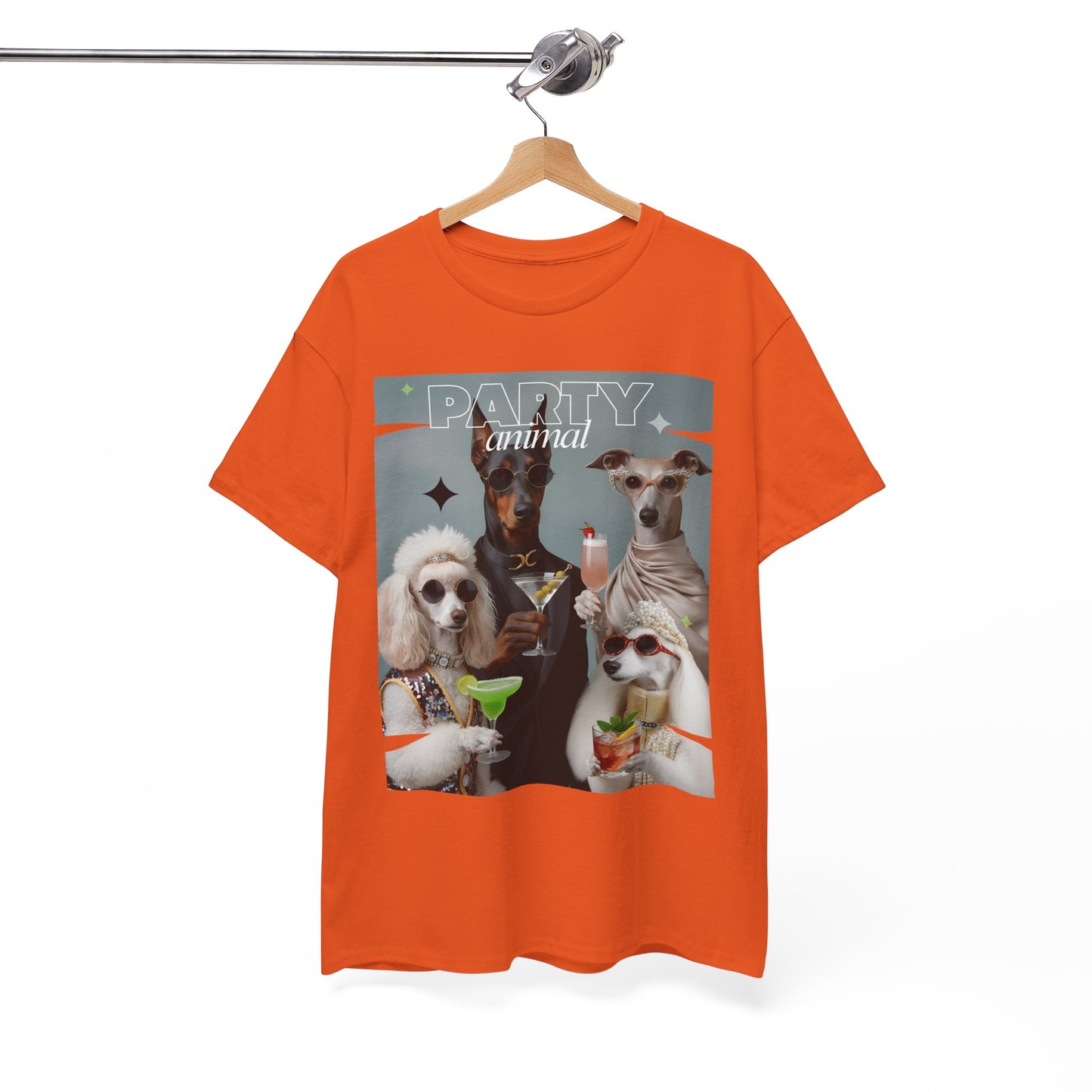 Unisex T-Shirt —Fashionable Dogs Holding Cocktails Graphic Shirt – Unique Gift for Whippet & Poodle Owners