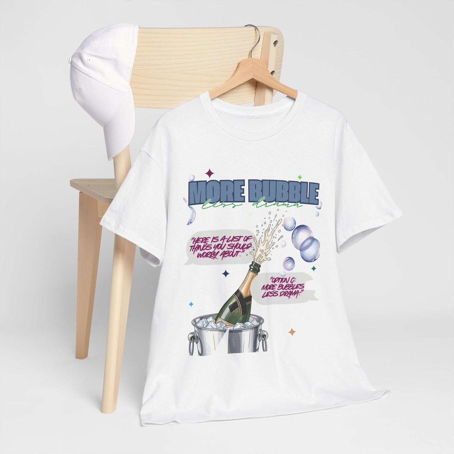 Unisex T-shirt - More Bubble Champagne T‑Shirt — Funny Celebration Party Tee with 'More Bubble' Design