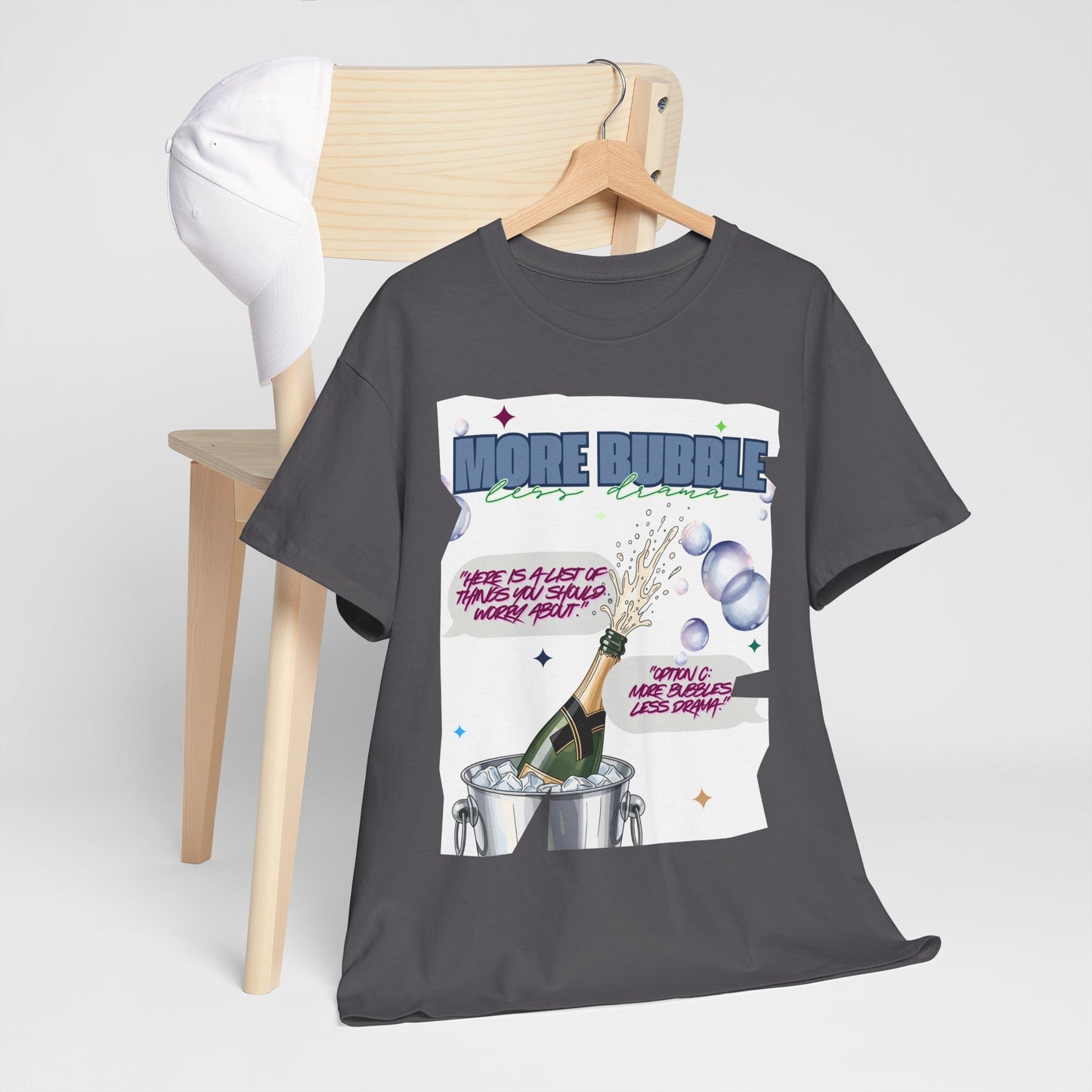 Unisex T-shirt - More Bubble Champagne T‑Shirt — Funny Celebration Party Tee with 'More Bubble' Design