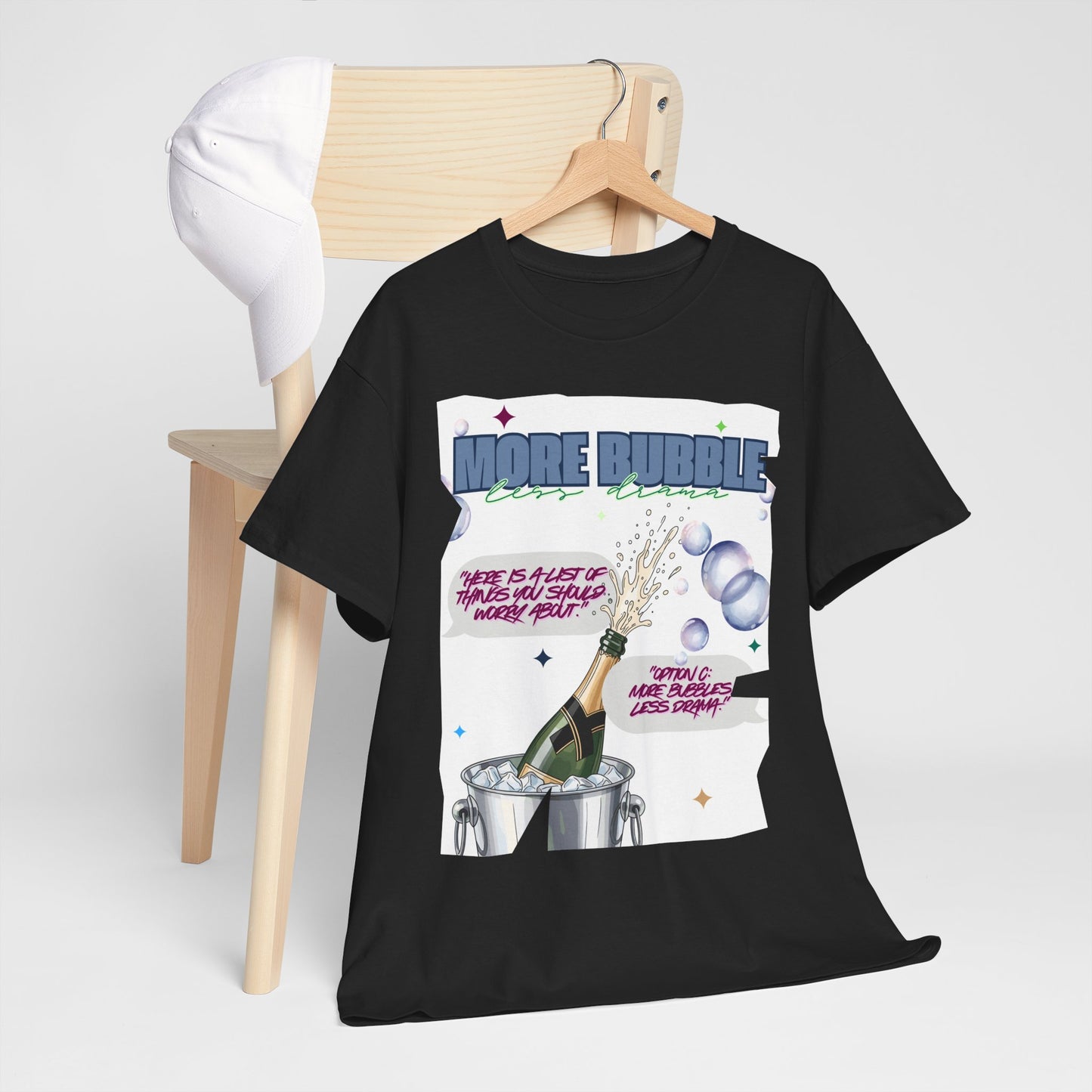 Unisex T-shirt - More Bubble Champagne T‑Shirt — Funny Celebration Party Tee with 'More Bubble' Design