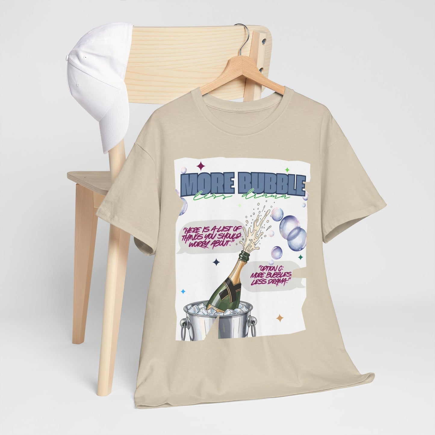 Unisex T-shirt - More Bubble Champagne T‑Shirt — Funny Celebration Party Tee with 'More Bubble' Design