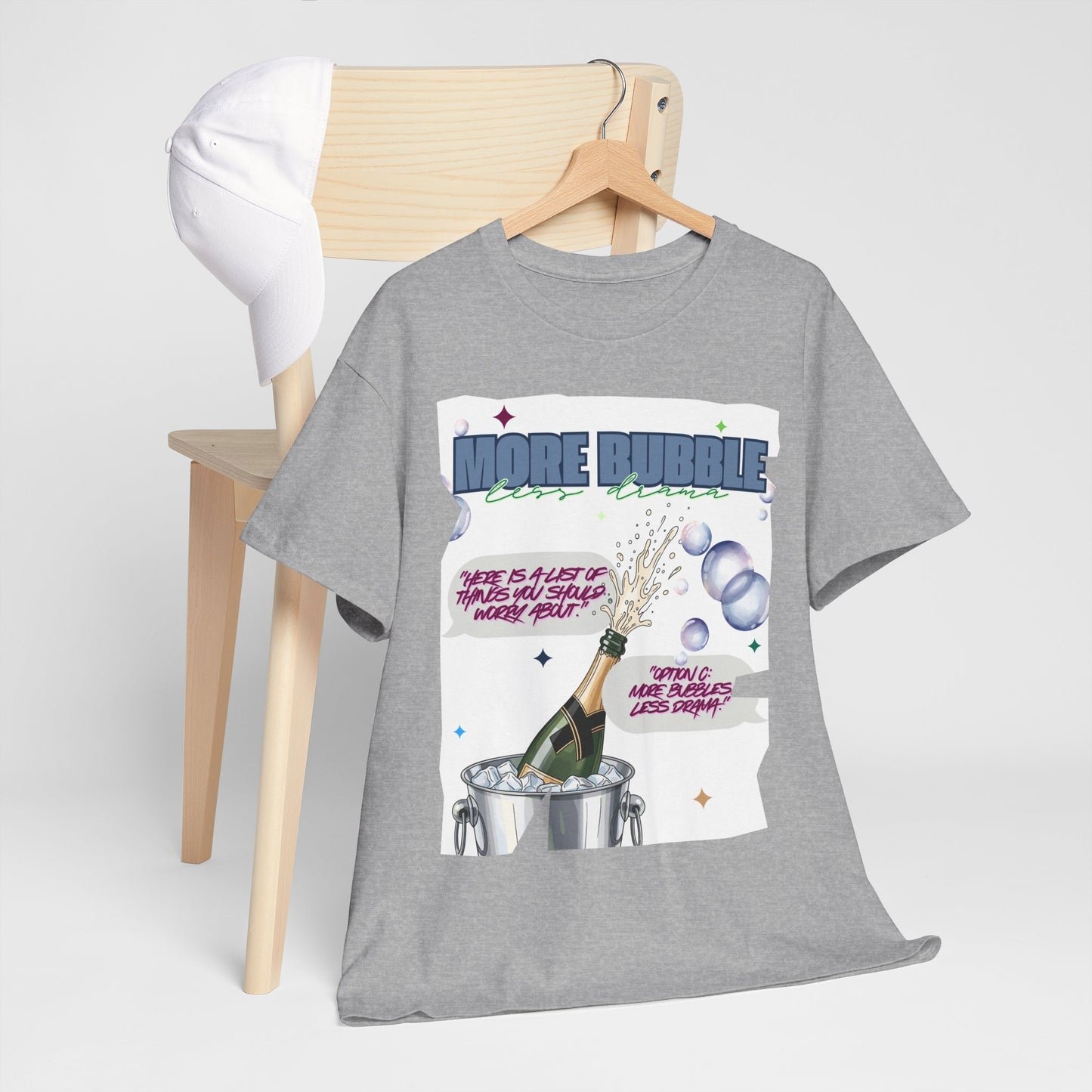 Unisex T-shirt - More Bubble Champagne T‑Shirt — Funny Celebration Party Tee with 'More Bubble' Design