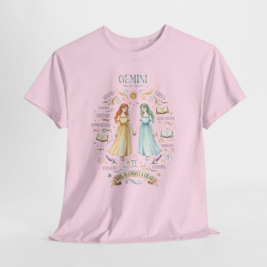 Gemini Zodiac T-Shirt, The Twins Astrology Shirt, Air Sign Birthday Gift, Born to Connect and Create, Whimsical Zodiac Art Tee, Aesthetic Gemini Clothing