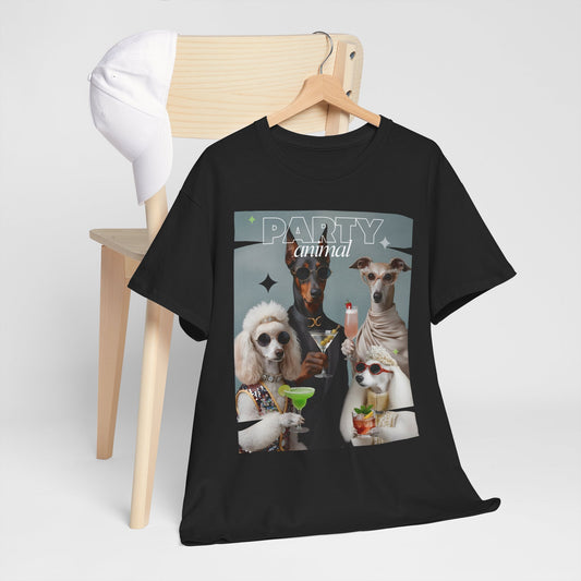 Unisex T-Shirt —Fashionable Dogs Holding Cocktails Graphic Shirt – Unique Gift for Whippet & Poodle Owners