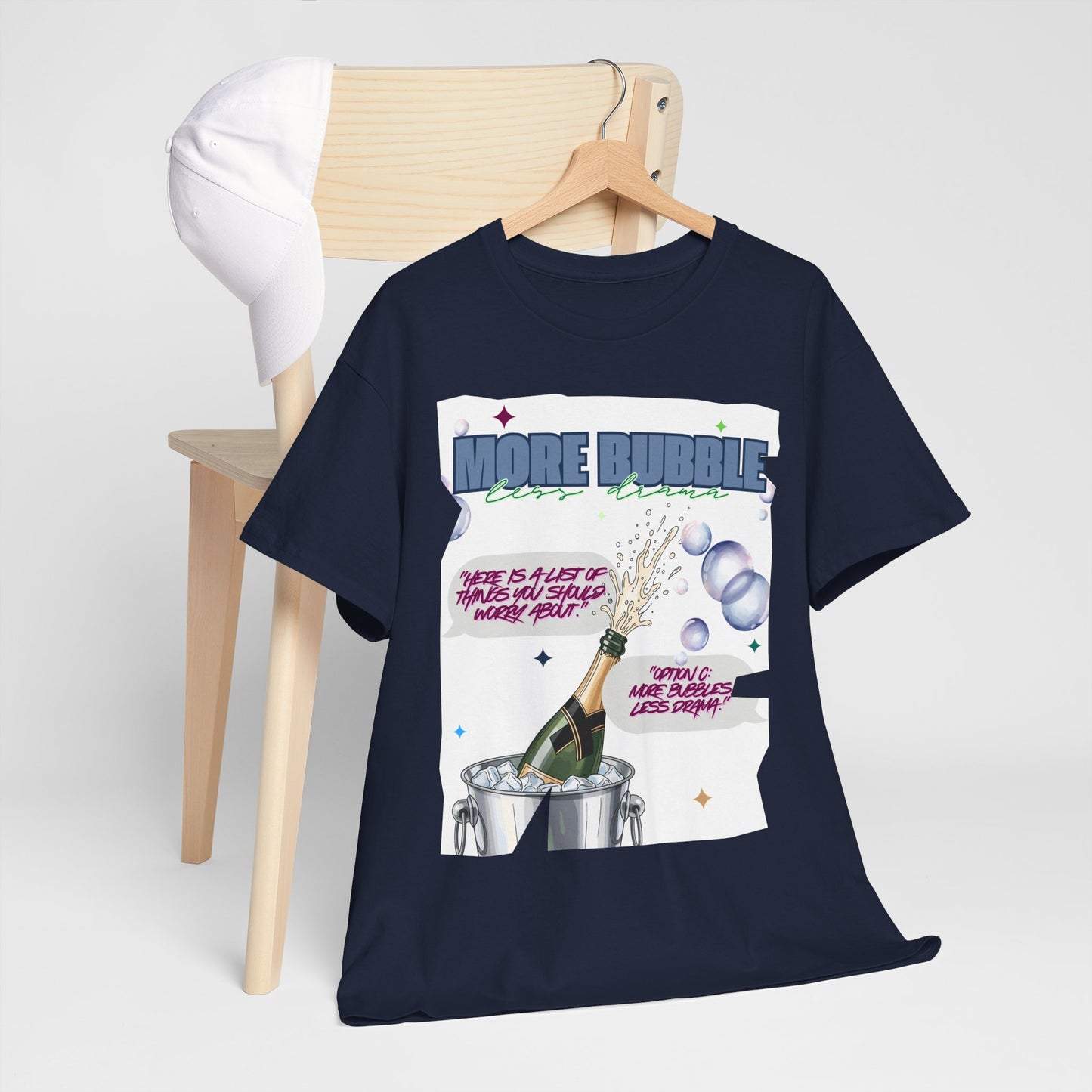Unisex T-shirt - More Bubble Champagne T‑Shirt — Funny Celebration Party Tee with 'More Bubble' Design