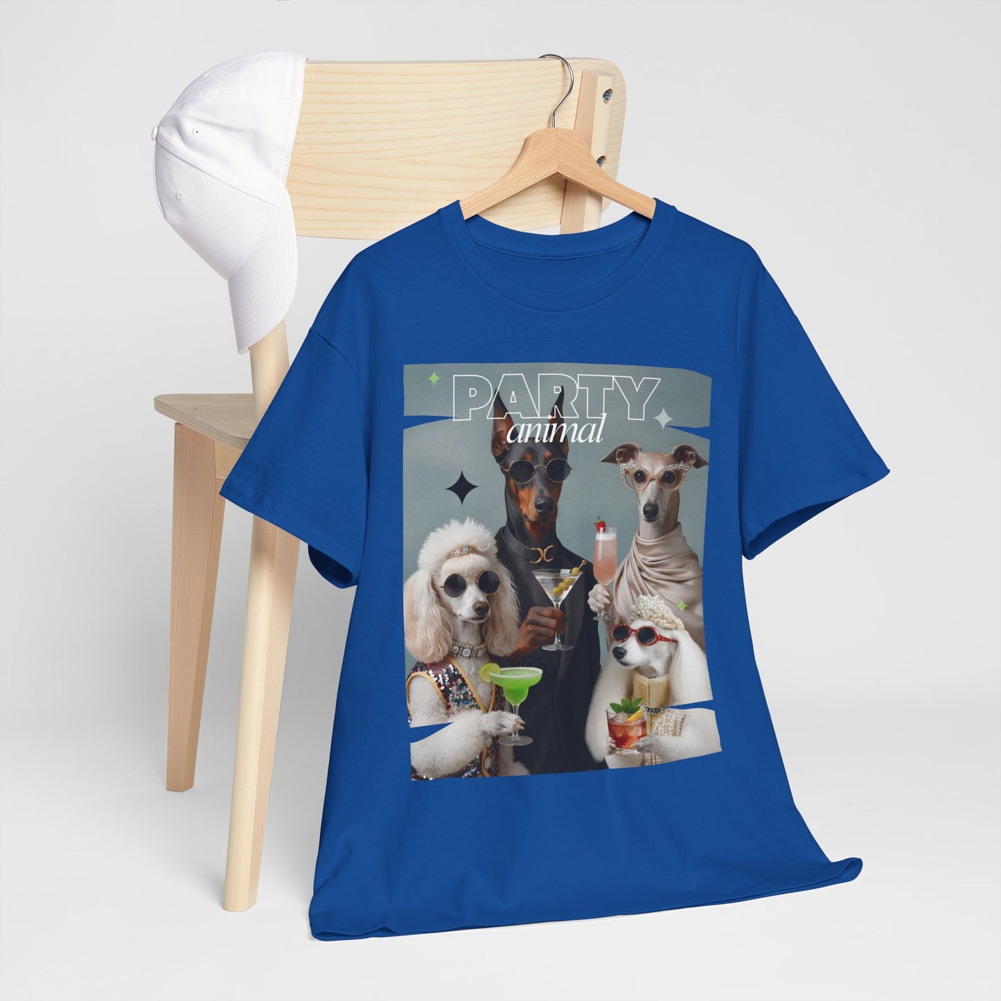 Unisex T-Shirt —Fashionable Dogs Holding Cocktails Graphic Shirt – Unique Gift for Whippet & Poodle Owners